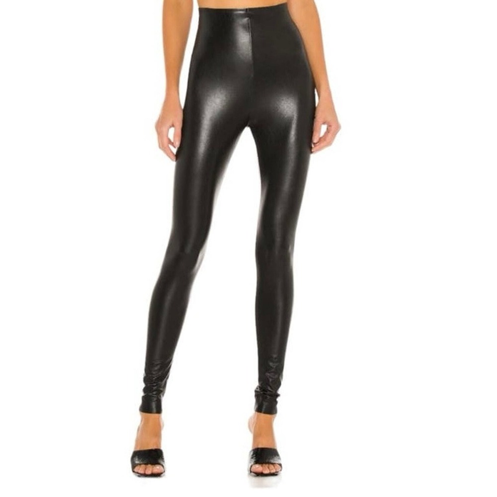 Commando Black Perfect Control Faux Leather‎ High Waisted Legging Size Large